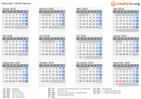 Kalender 2018 mit Ferien und Feiertagen Ostrau