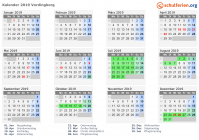 Kalender 2019 mit Ferien und Feiertagen Vordingborg