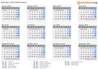Kalender 2019 mit Ferien und Feiertagen Österbotten