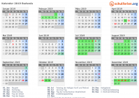 Kalender 2019 mit Ferien und Feiertagen Budweis