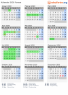 Kalender 2020 mit Ferien und Feiertagen Furesø
