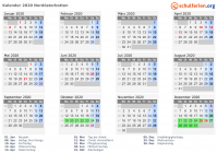 Kalender 2020 mit Ferien und Feiertagen Nordösterbotten