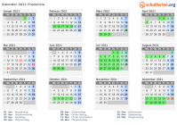 Kalender 2021 mit Ferien und Feiertagen Fredericia