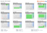 Kalender 2021 mit Ferien und Feiertagen Waadt