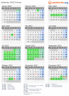 Kalender 2022 mit Ferien und Feiertagen Prerau