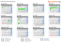 Kalender 2023 mit Ferien und Feiertagen Haderslev