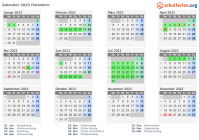 Kalender 2023 mit Ferien und Feiertagen Holstebro