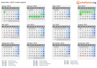 Kalender 2023 mit Ferien und Feiertagen Vallensbæk