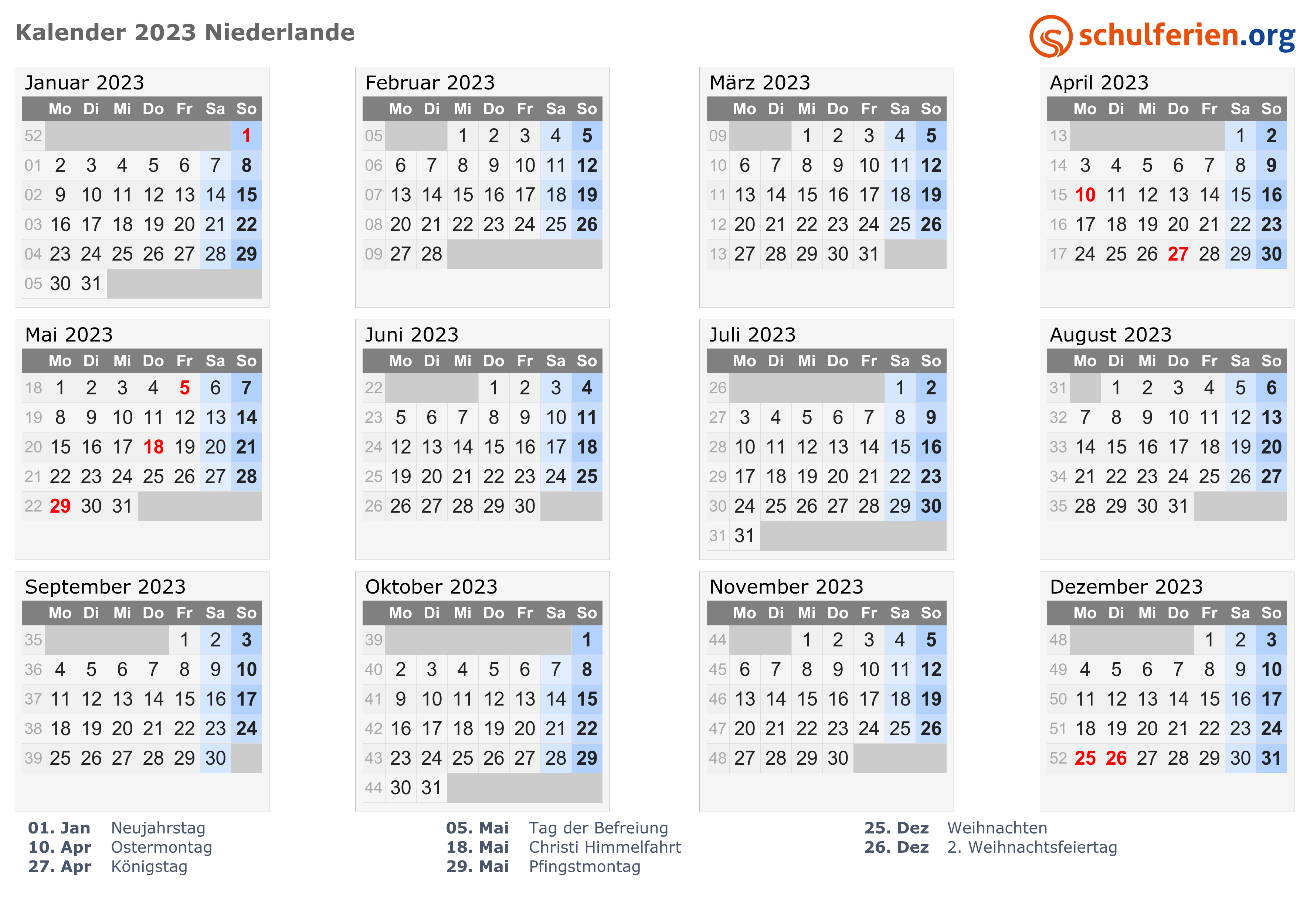 Kalender 2023 Holland Quer 