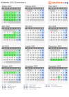 Kalender 2023 mit Ferien und Feiertagen Canterbury