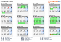 Kalender 2023 mit Ferien und Feiertagen Lebus