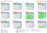 Kalender 2023 mit Ferien und Feiertagen Beneschau