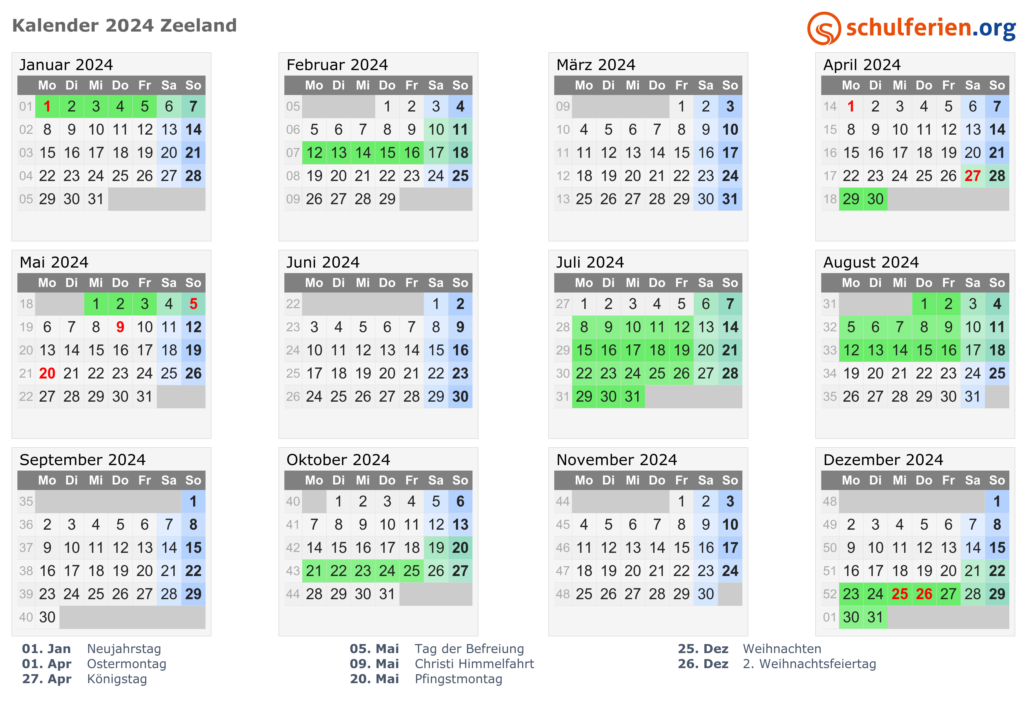 Kalender 2024 Zeeland