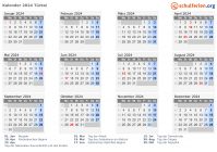 Kalender  mit Ferien und Feiertagen Türkei