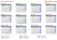 Kalender 2025 mit Ferien und Feiertagen Gladsaxe