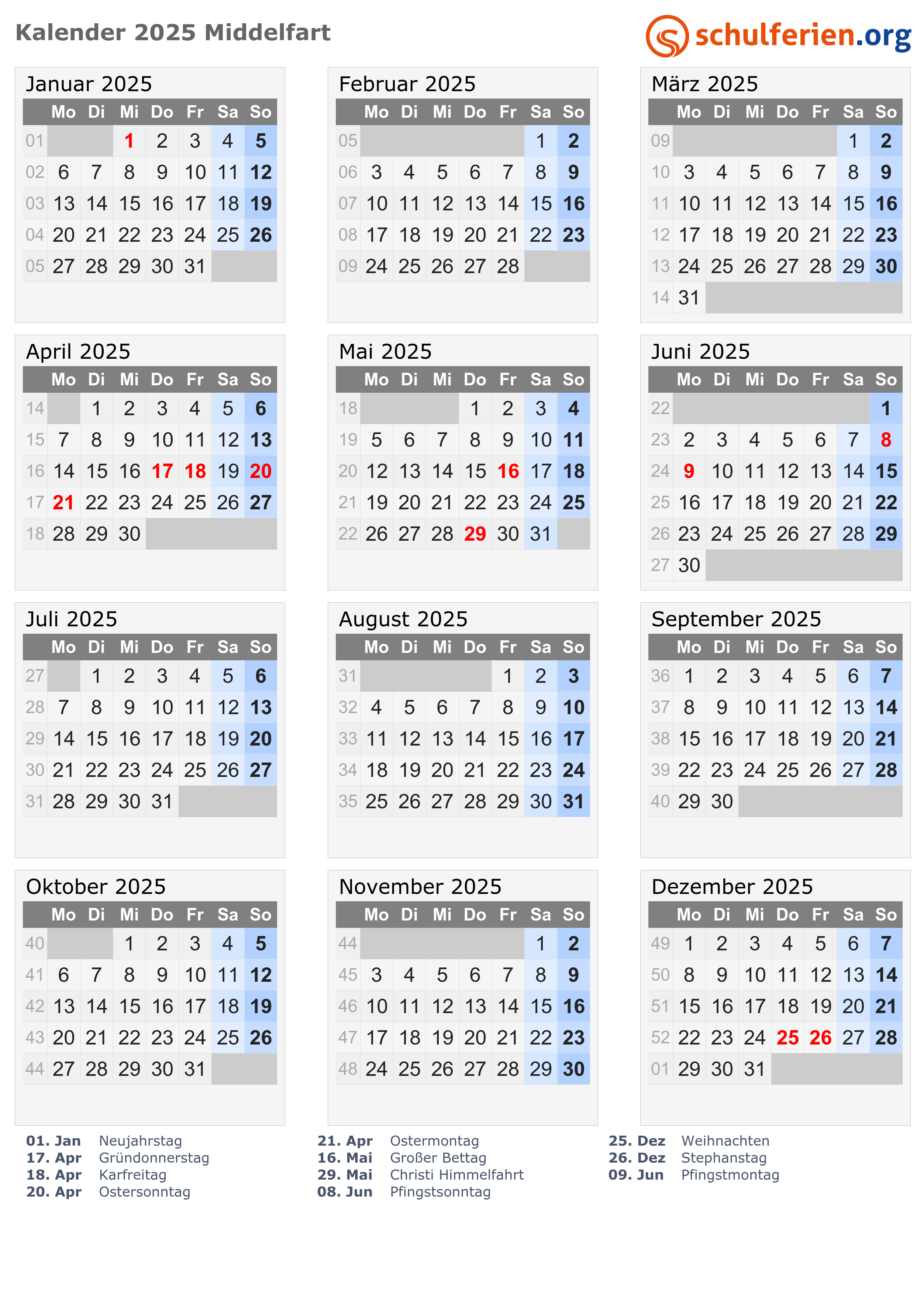 Kalender 2025 Middelfart