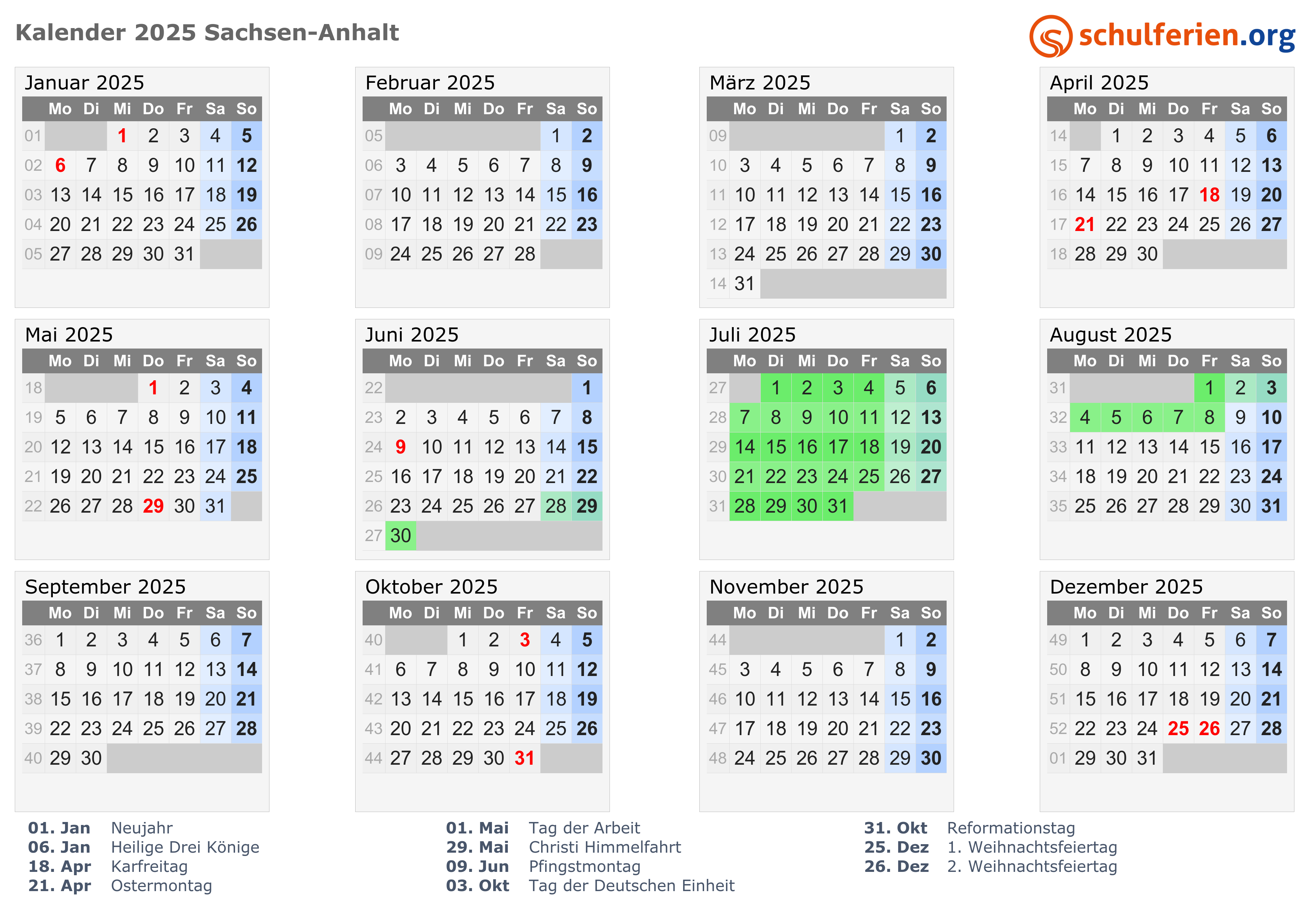 Ferien Sachsen Anhalt 2025 - Maik U. Ackermann