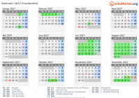 Kalender 2027 mit Ferien und Feiertagen Freudenthal