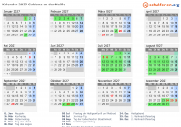 Kalender 2027 mit Ferien und Feiertagen Gablonz an der Neiße