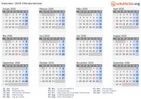 Kalender 2030 mit Ferien und Feiertagen Elfenbeinküste