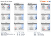 Kalender 2030 mit Ferien und Feiertagen Tansania