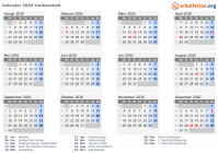 Kalender 2030 mit Ferien und Feiertagen Vatikanstadt