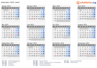 Kalender 2031 mit Ferien und Feiertagen Haiti