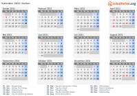 Kalender 2031 mit Ferien und Feiertagen Italien