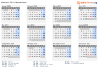 Kalender 2031 mit Ferien und Feiertagen Neuseeland
