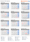 Kalender 2031 mit Ferien und Feiertagen Spanien