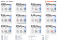 Kalender 2031 mit Ferien und Feiertagen Spanien