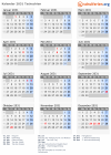Kalender 2031 mit Ferien und Feiertagen Tschechien