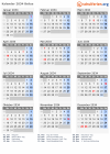 Kalender 2034 mit Ferien und Feiertagen Belize