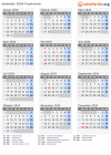 Kalender 2034 mit Ferien und Feiertagen Frankreich