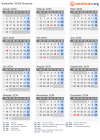 Kalender 2034 mit Ferien und Feiertagen Guyana