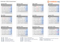 Kalender 2034 mit Ferien und Feiertagen Kasachstan