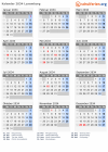 Kalender 2034 mit Ferien und Feiertagen Luxemburg