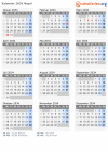 Kalender 2034 mit Ferien und Feiertagen Nepal