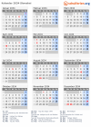 Kalender 2034 mit Ferien und Feiertagen Slowakei