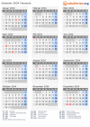 Kalender 2034 mit Ferien und Feiertagen Tansania