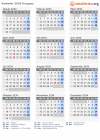 Kalender 2034 mit Ferien und Feiertagen Uruguay
