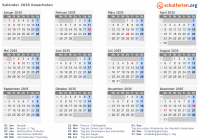Kalender 2035 mit Ferien und Feiertagen Kasachstan