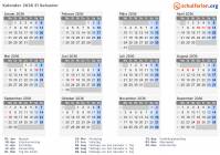 Kalender 2036 mit Ferien und Feiertagen El Salvador
