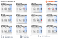 Kalender 2036 mit Ferien und Feiertagen Nordkorea