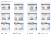 Kalender 2036 mit Ferien und Feiertagen Südafrika