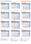 Kalender 2038 mit Ferien und Feiertagen Nordmazedonien