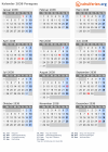 Kalender 2038 mit Ferien und Feiertagen Paraguay