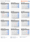 Kalender 2038 mit Ferien und Feiertagen Thailand