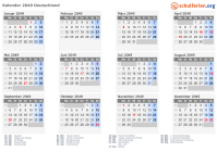 Kalender 2049 mit Ferien und Feiertagen Deutschland