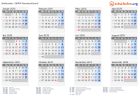 Kalender 2070 mit Ferien und Feiertagen Deutschland